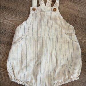 Zara Cream and Blue Striped Kids Overalls